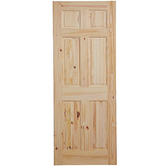 6 Panel Unglazed Victorian Internal Knotty Pine Door, (H)1981mm (W)762mm (T)35mm