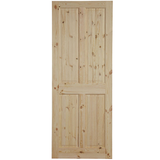 Knotty 4 Panel Victorian Natural Pine Veneer Internal Timber Door 1981 x 762 mm