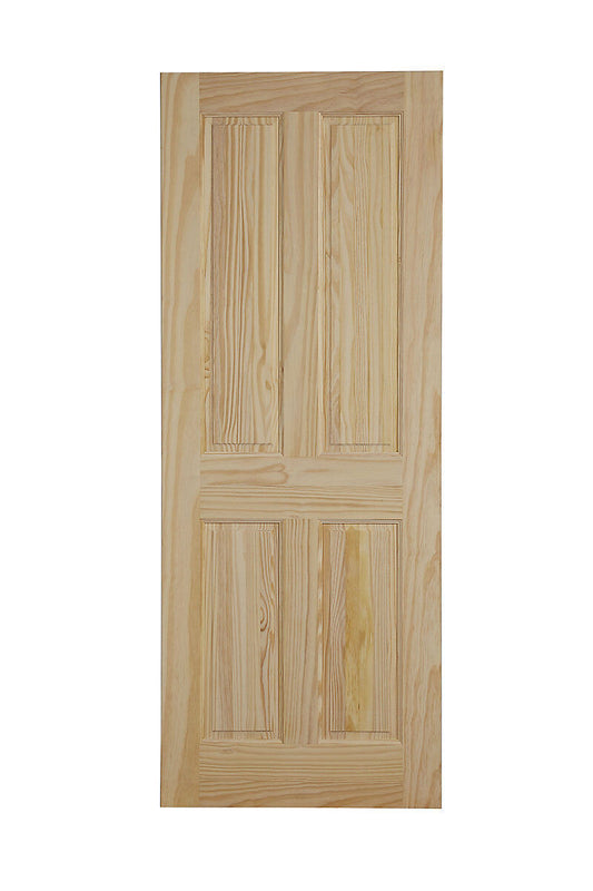 4 Panel Traditional Natural Pine Veneer Internal Timber Fire Door 2040 x 726 mm