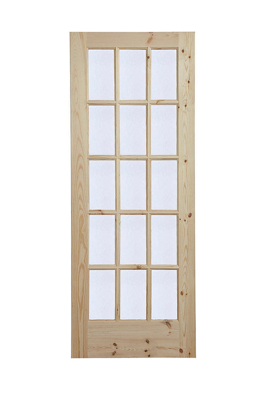 15 Lite Obscure Glazed Traditional Internal Knotty Pine Door (H)1981mm (W)838mm