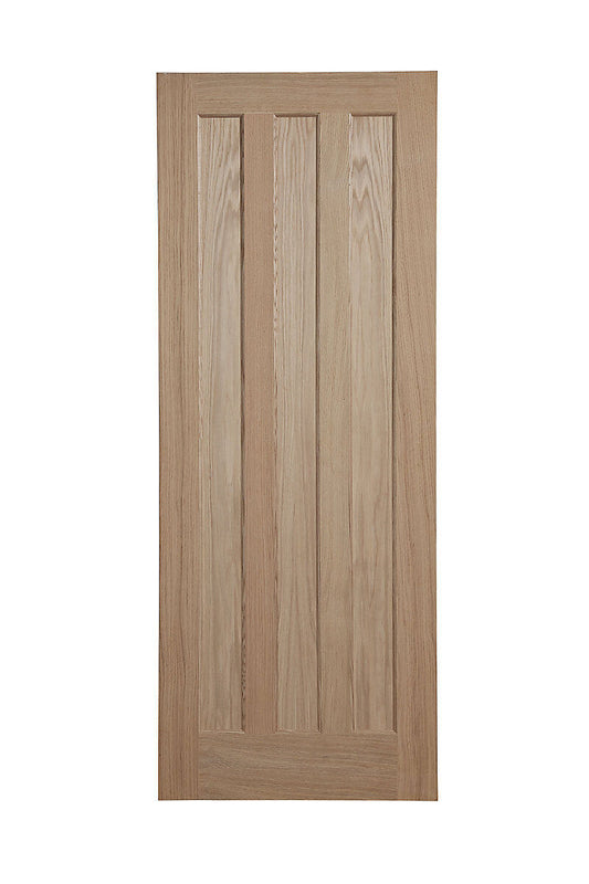 Vertical 3 Panel Natural White Oak Veneer Internal Timber (H)1981mm (W)838mm