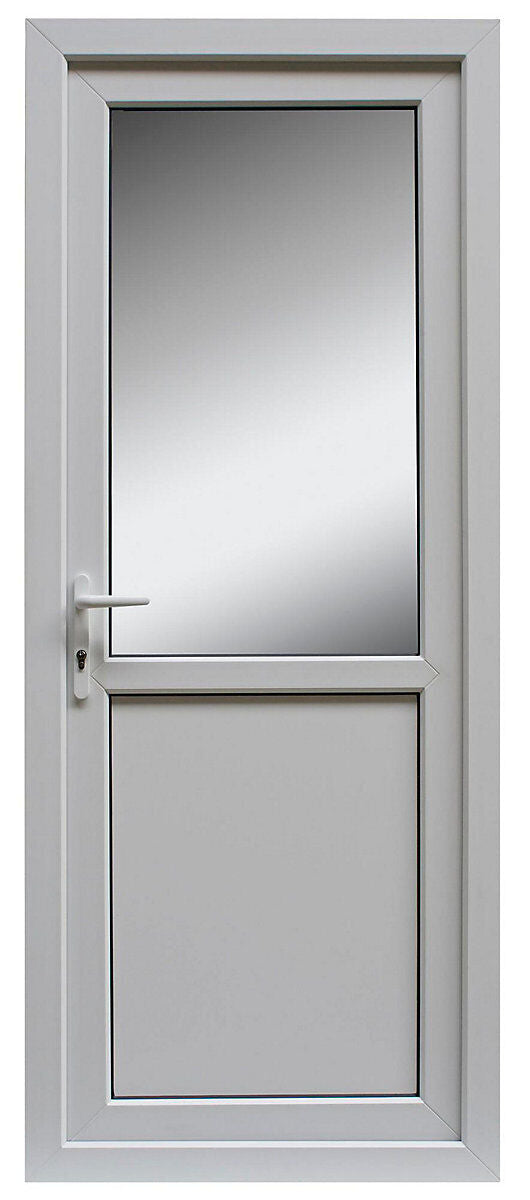 2 Panel Frosted Glazed White RH External Back Door Set, (H)2055mm (W)840mm