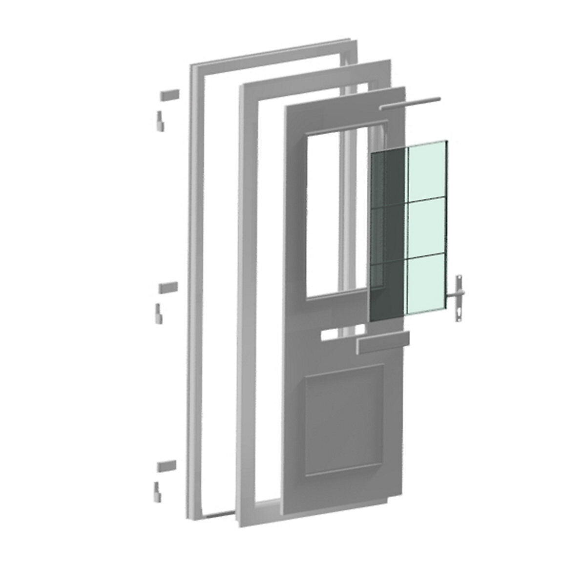 Fortia Mindil Clear Glazed White LH External Front Door Set, (H)2085mm (W)920mm