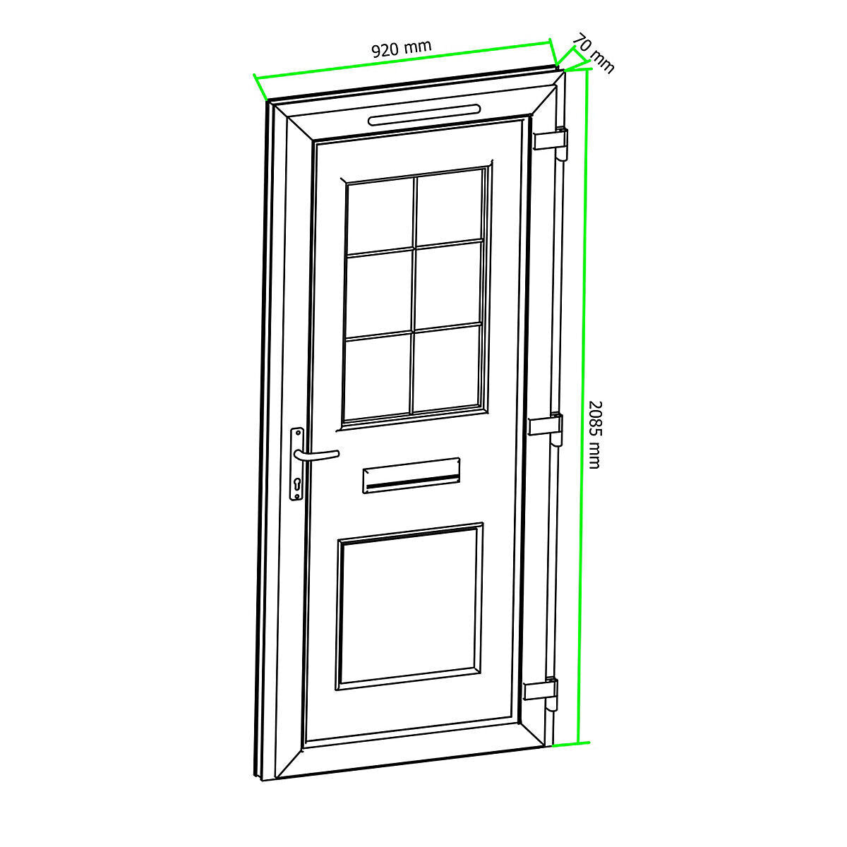 Fortia Mindil Clear Glazed White LH External Front Door Set, (H)2085mm (W)920mm