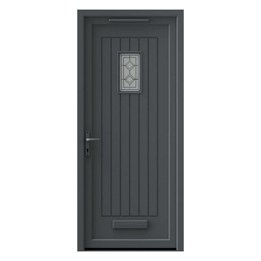 Fortia Curral Frosted Glazed RH External Front Door Set, (H)2085mm (W)840mm