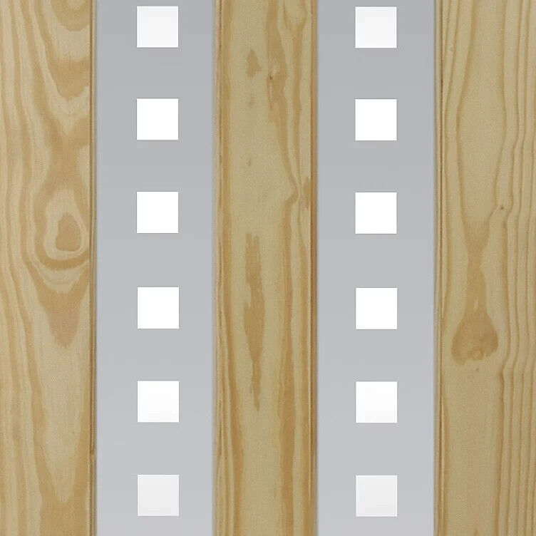 2 Lite Screen-printed Glazed Contemporary Natural Timber Door 2040 x 826 x 40mm