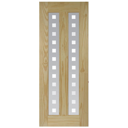 2 Lite Screen-printed Glazed Contemporary Natural Timber Door 2040 x 826 x 40mm