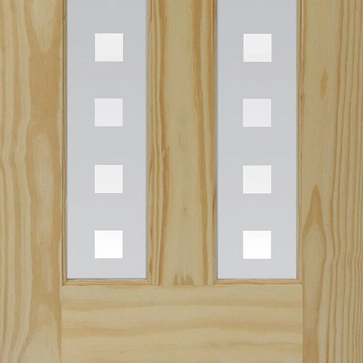 2 Lite Screen-printed Glazed Contemporary Natural Timber Door 2040 x 826 x 40mm